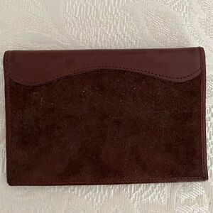 Laura Ashley leather and suede wallet change purse Vintage 1990s.  Made in Italy